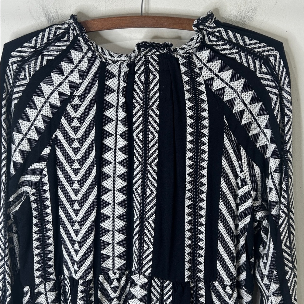 ANTHROPOLOGIE Dominique Tunic Dress Boho Black White Size Small Petite - Picture 15 of 16